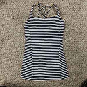 Lululemon black white striped tank